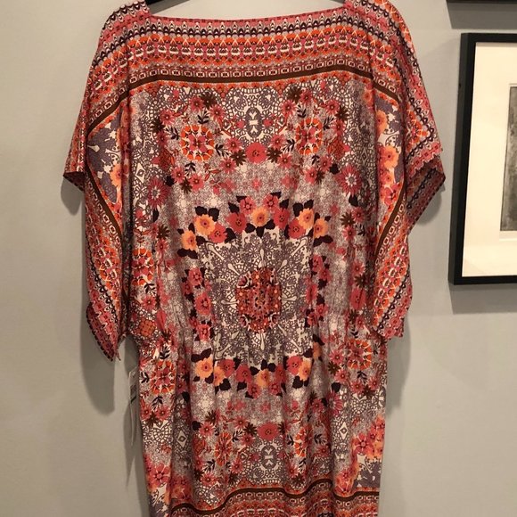 NWT Maggie London Floral Print Blouson Dress Pink Multi Size 16 - Picture 12 of 13